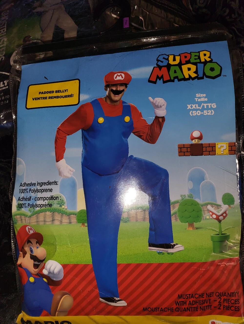Super Mario adult costume featuring a padded belly Never Worn